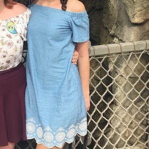 Denim off the shoulder dress